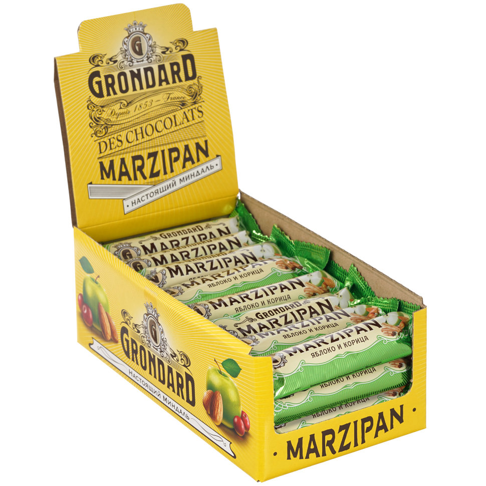  TM Grondard     (9388) Батончики глазированные Марципановые Яблоко-Корица, (24шт по 50г)     в Курганинске