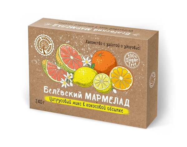 №2 Мармелад белевский на фруктозе 240г "Цитрусовый микс" в Курганинске